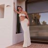 Women's Solid Color Knitted Crocheted Beach Bikini Swimsuit Blouse Sun-proof Set