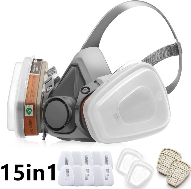 15 In1 Half Face Gas Mask Facepiece Spray Painting Respirator Reusable Safety Suit For 6200 With Filter Chemical And Other Work Protection