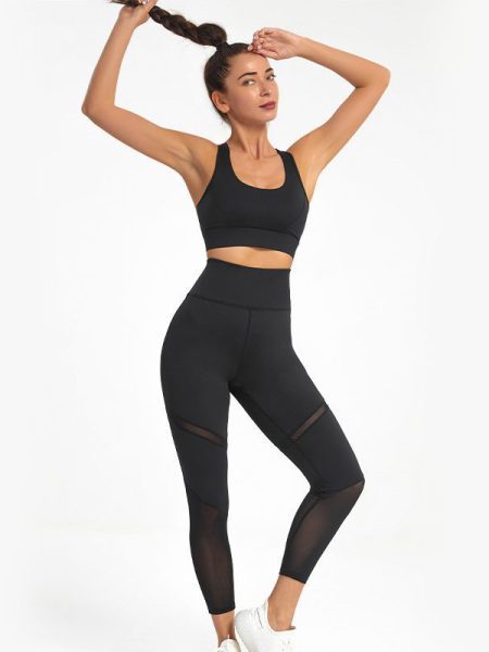 Plus Size Yoga Pants Women's Mesh Stitching