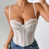 Pure Desire Corset Spaghetti-strap Camisole Top Fishbone Corset Outer Wear