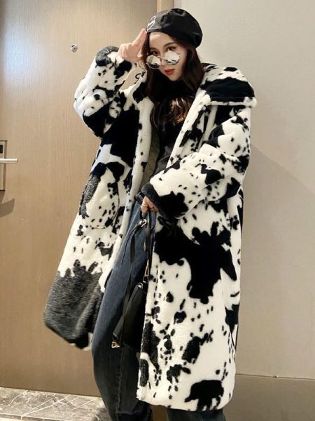 Cow Pattern Winter Coat for Women