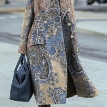 Long Wool Coat With Printed Patterns