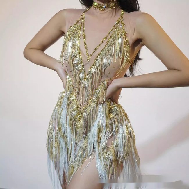 Women's Creative Casual All-match Disco Jumping Tassel Dress