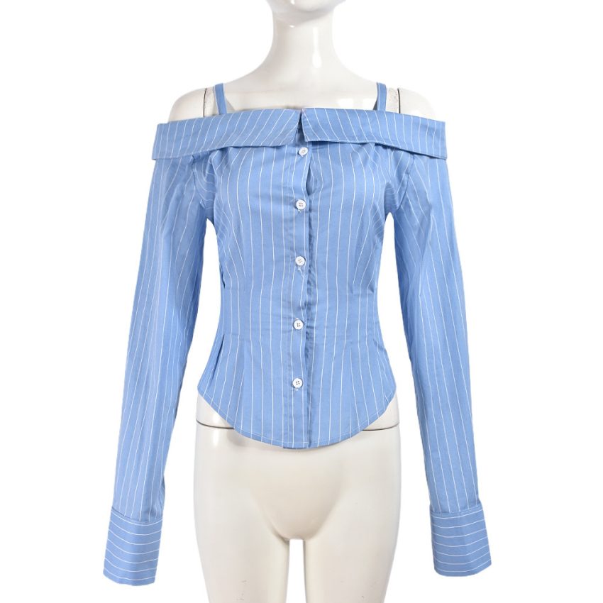 Hot Girl Style Women's Clothing Shirt Long Sleeve Off-the-shoulder Shirt Women