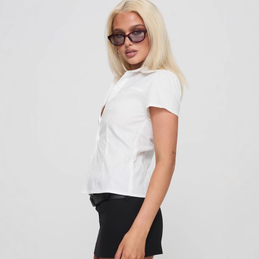Women's Lace Casual Short-sleeved Button Shirt