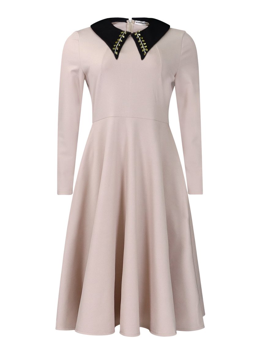 Long Sleeve Lapel Elegant Slimming Large Hem Dress