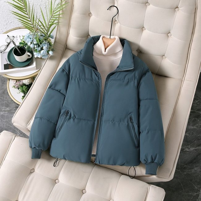 Women’s Thickened Cotton Coat – Korean-Style Loose Lapel