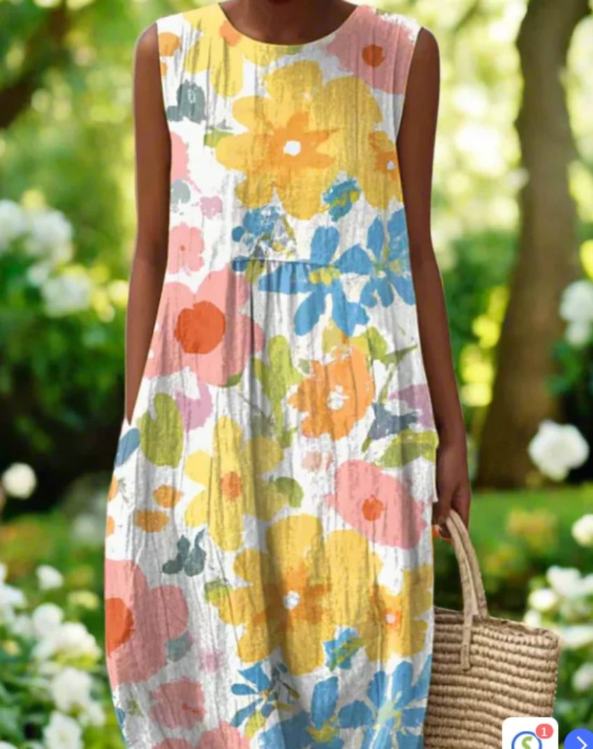 Sleeveless Round Neck Loose Dress For Women