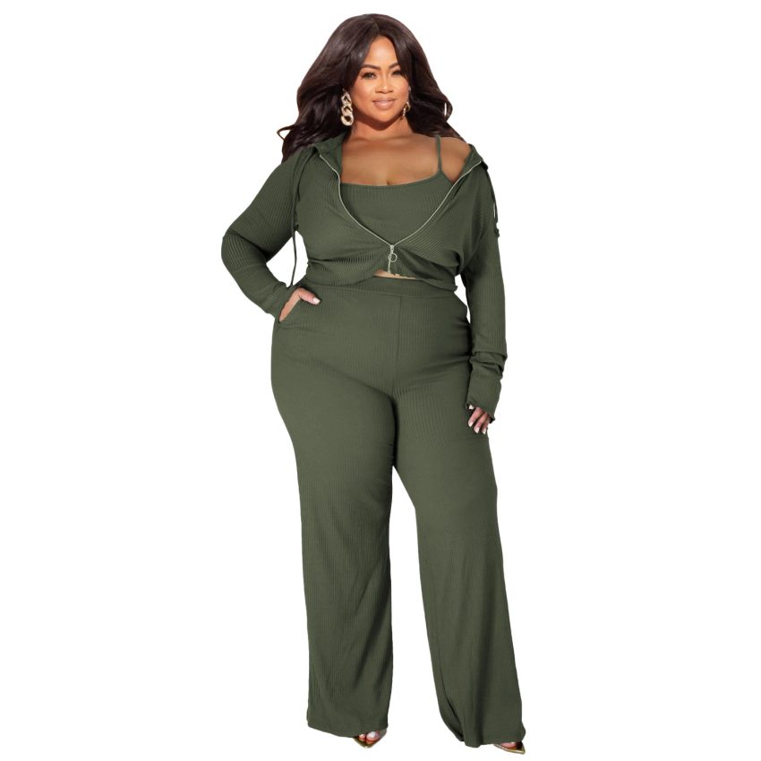 European And American High Elastic Sunken Stripe Three-piece Set Suit