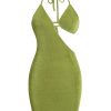 Women Sexy Bodycon Party Dresses Backless Spaghetti Straps Bra Cutout Jersey Halter Naughty Clubwear
