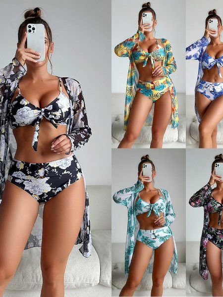 Stylish Swimwear & Printed Bikini Three-Piece Women’s Swimsuit