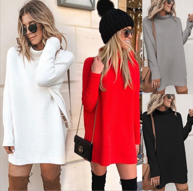Casual Long Sleeve Round Neck Dress