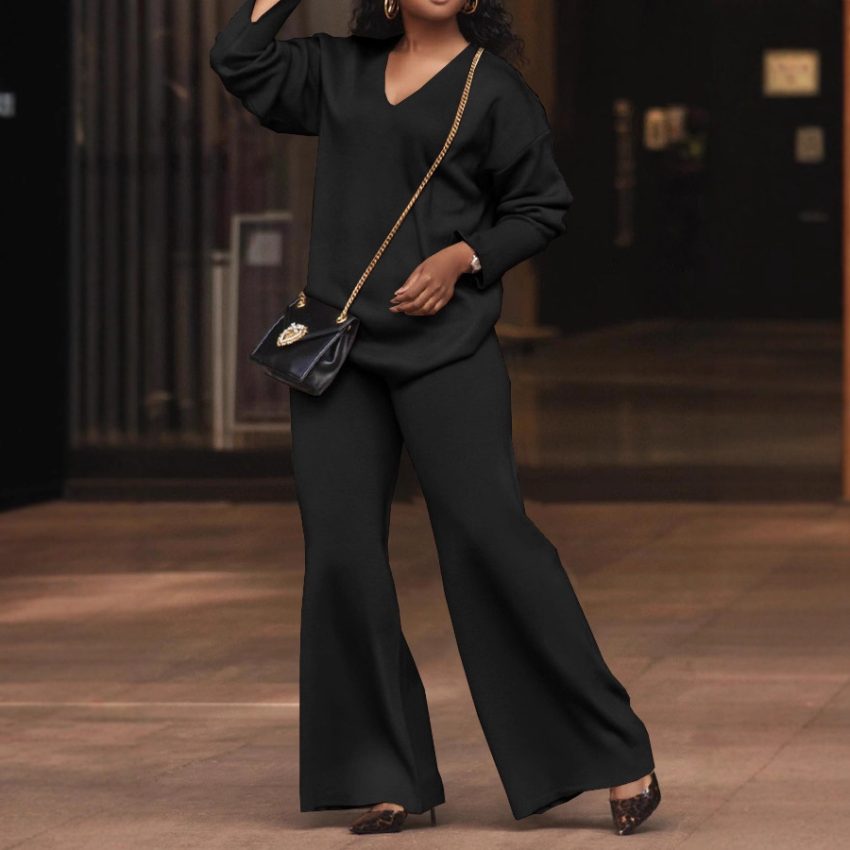 Women's Pure Color Thickened Suede Split Sleeve Two-piece Suit