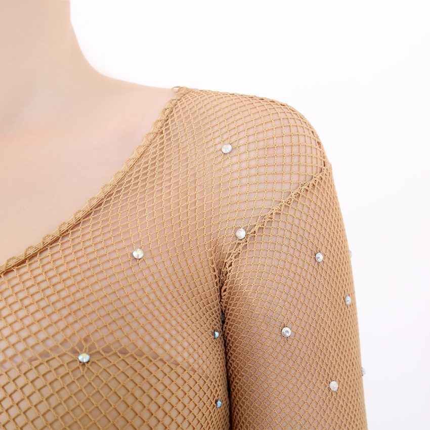 Sexy Rhinestone Meshed Body Stockings Women