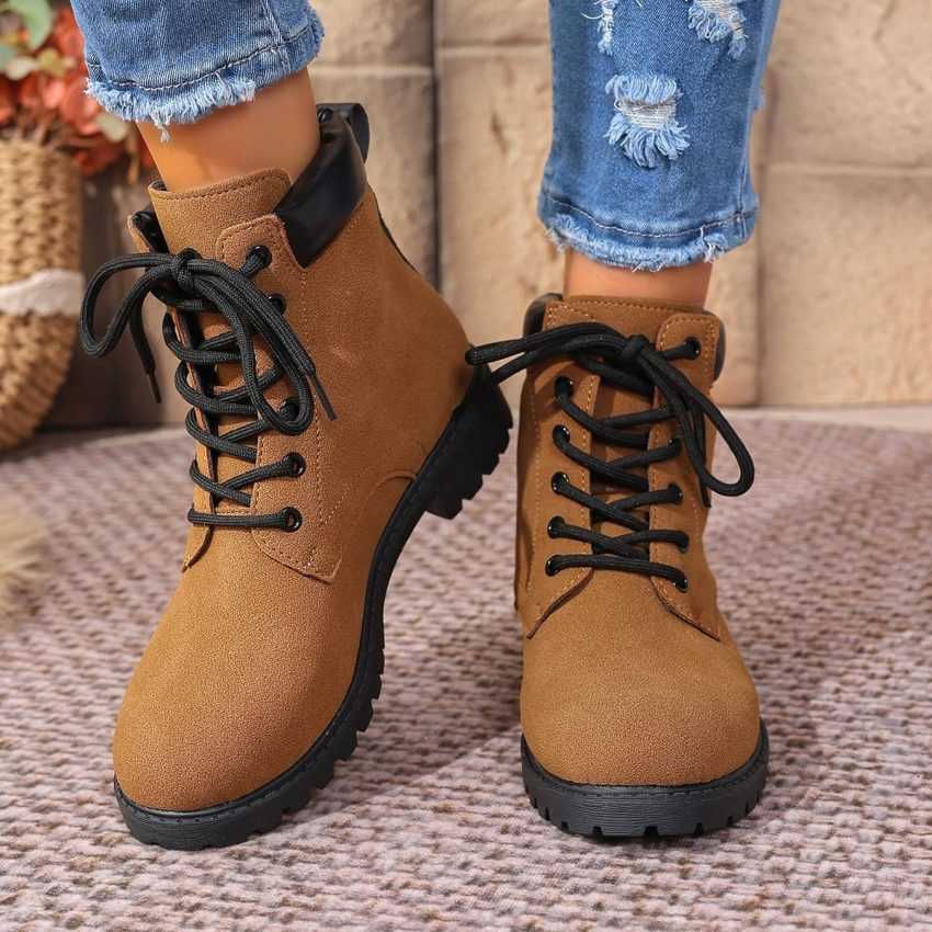 Women's Dr Martens Fashion Front Lace-up Plus Size Short Boots