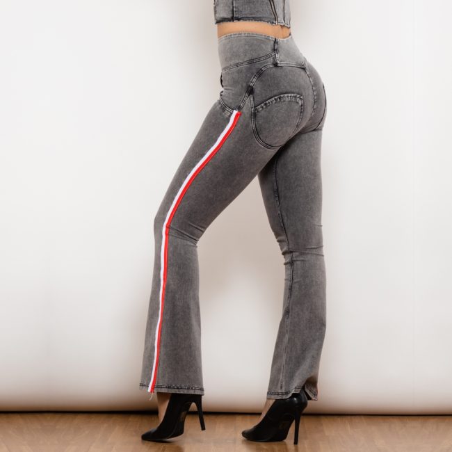Shascullfites Melody Jeans Push Up Effect Skinny Jeans Sexy Lift Striped Flare Jeans Women's Denim Pants