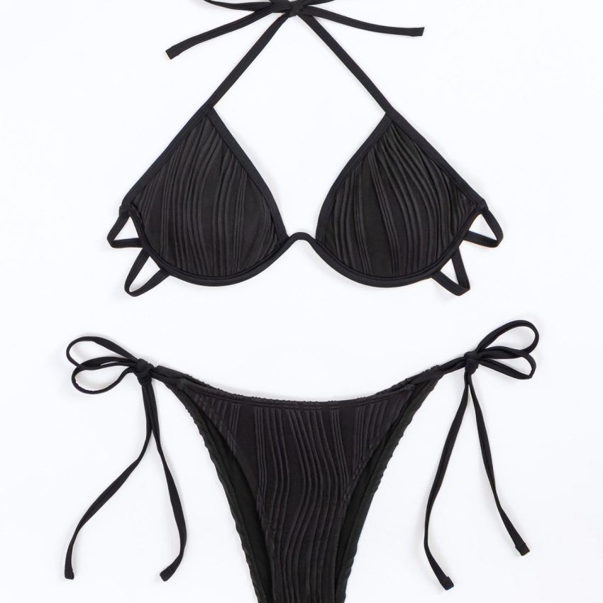 Solid Color Steel Bracket Style Bikini Suit European And American