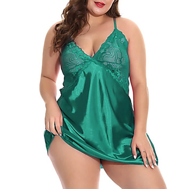 Stretch Satin Fat Woman Sexy Plus Size Suspender Skirt
