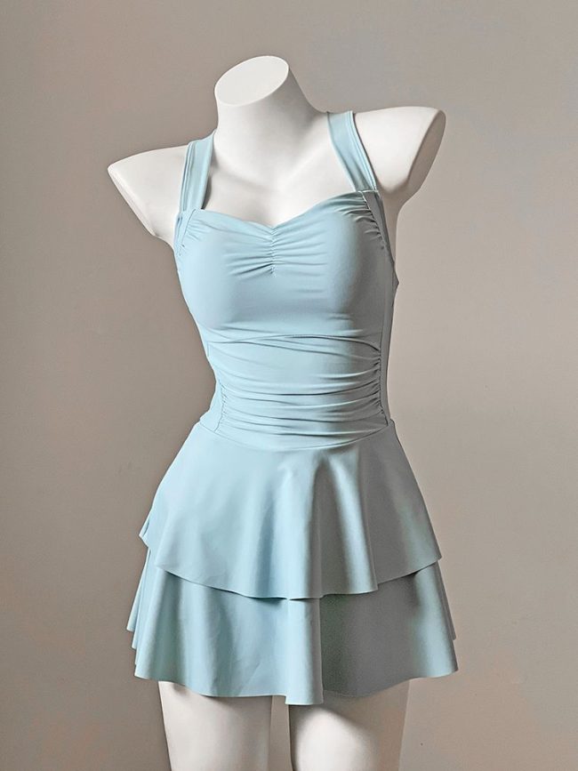 Dress Style Backless Bow Women's Swimsuit With Chest Pad