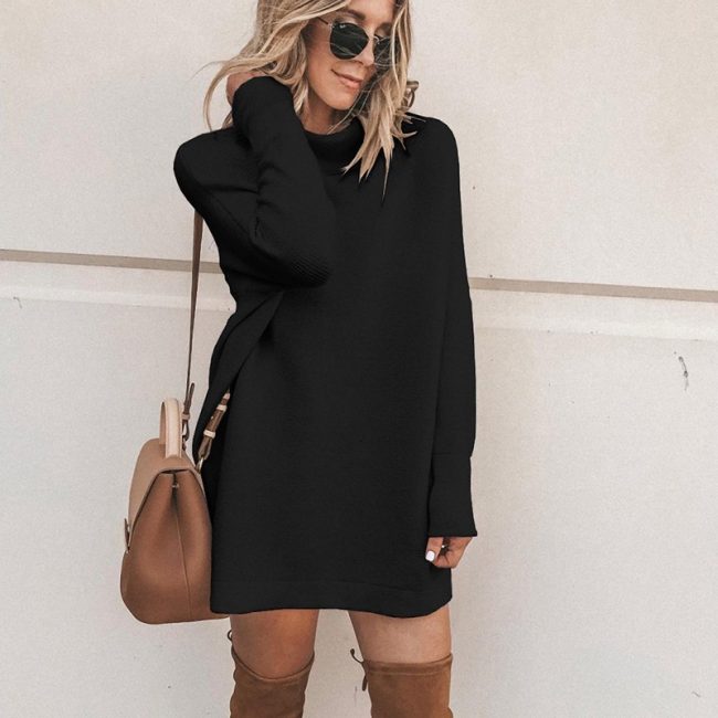Casual Long Sleeve Round Neck Dress