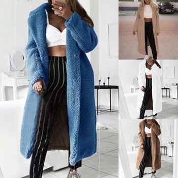 Solid color long coat faux fur coat soft plush thick