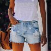 Women's Denim Five-pointed Star Printed Ripped Frayed Shorts