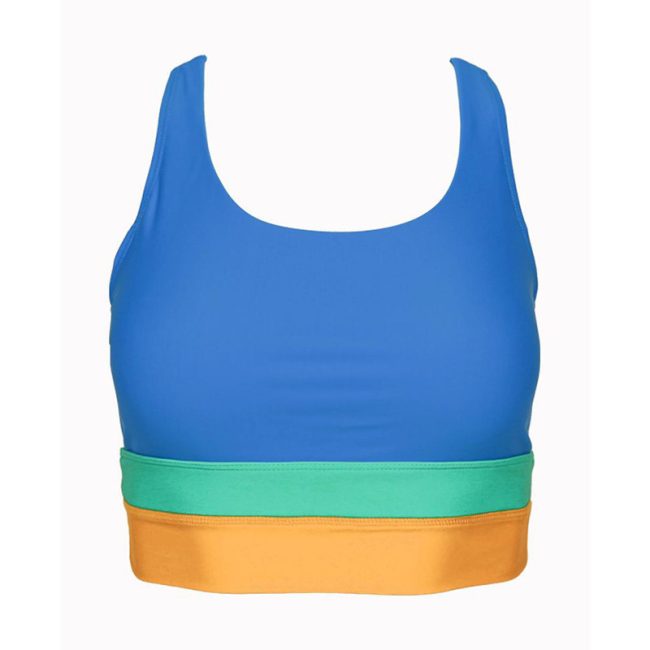 Multicolor Vest High Waist Swim Trunks Set Bikini Split Swimsuit