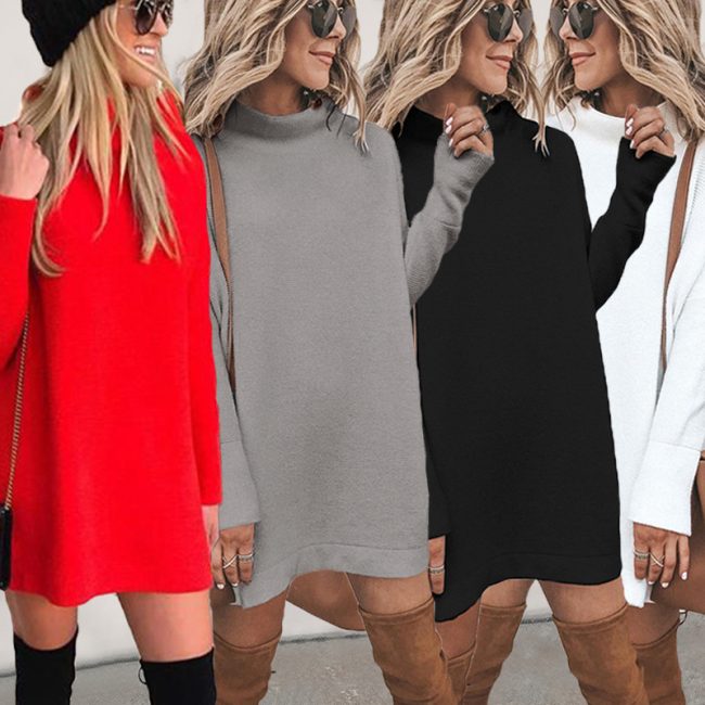 Casual Long Sleeve Round Neck Dress