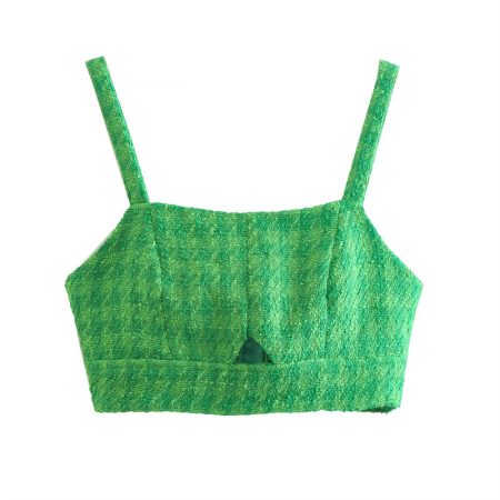 Women's Hollow-out Back Zipper Short Sling Top