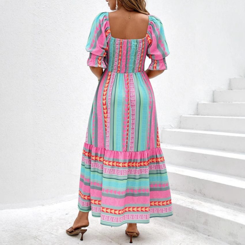 Spring And Summer Short Sleeve Dress Leisure Vacation