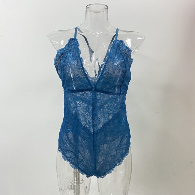 Sleeveless Halter Plus Size Lace Bodysuit Ladies