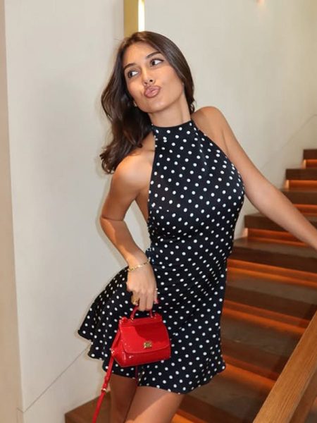 Polka Dot Printed Sexy Pure Desire A- Line Dress