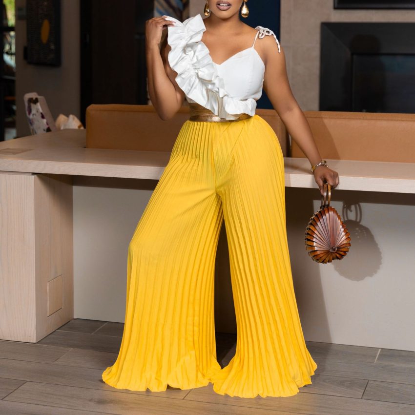 Top Wide Leg Pants Fashion Suit