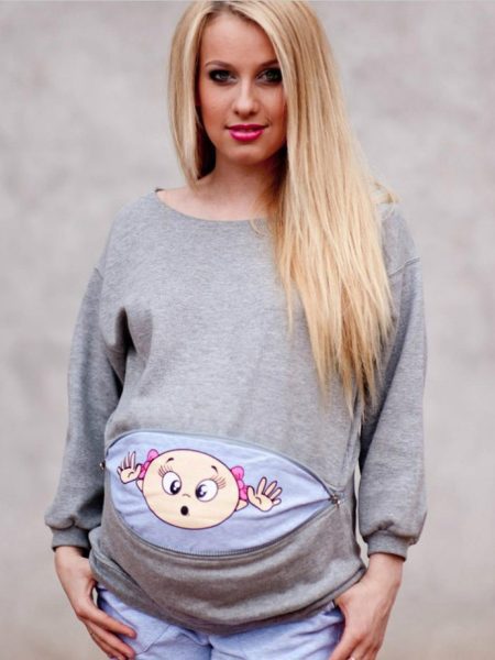 Plus size pregnant woman cartoon cute long sleeve