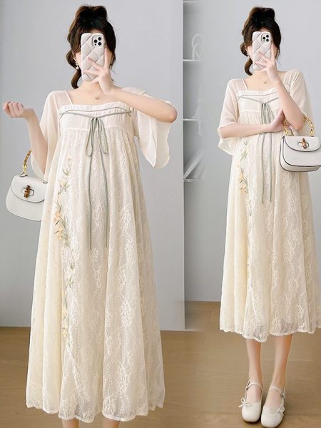 Embroidered Pregnant Women's Large Dress