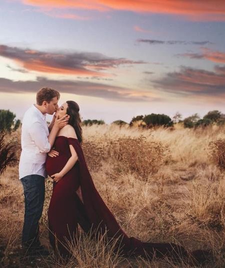 Mercerized Cotton Pregnant Woman Fluttering Tail Fluttering Sleeves Long Dress