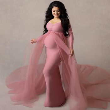 Pregnant Woman Photo Tube Top Chiffon Dress