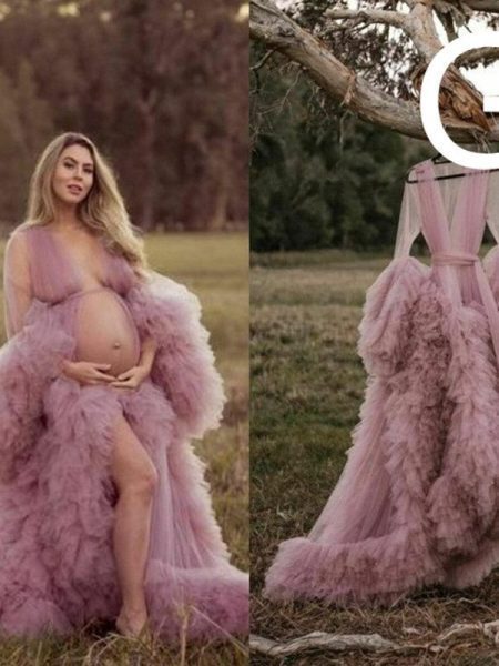 Long Tulle Robe For Pregnant Women