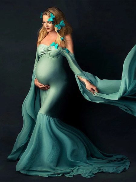 Pregnant Woman Photo Shoot Chiffon Dress Long Skirt
