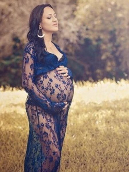 Sexy perspective lace dress, pregnant