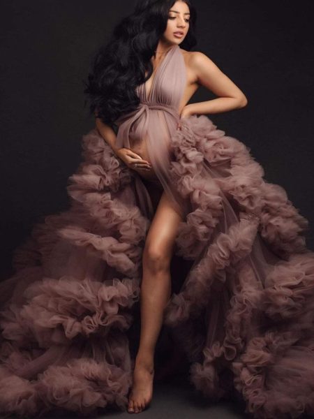 Pregnant Women's Photography Morning Gowns Mesh Dress