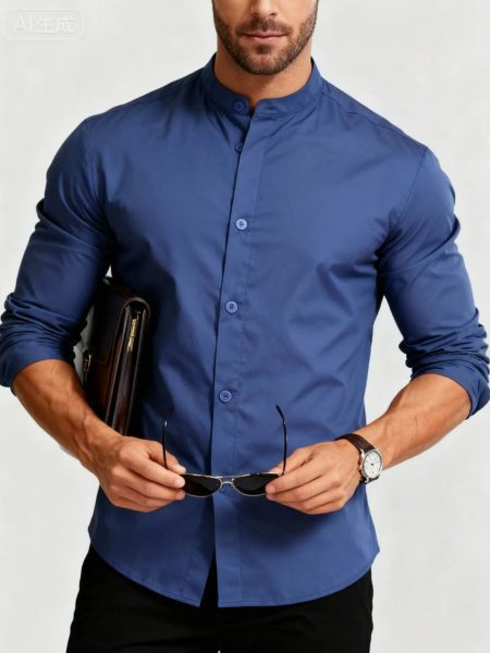 Teenage Men's Stand-up Collar Shirt