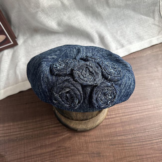 Korean Style Early Autumn New Rose Flower Embroidery High-grade Sense Elegance Retro Small Face Beret