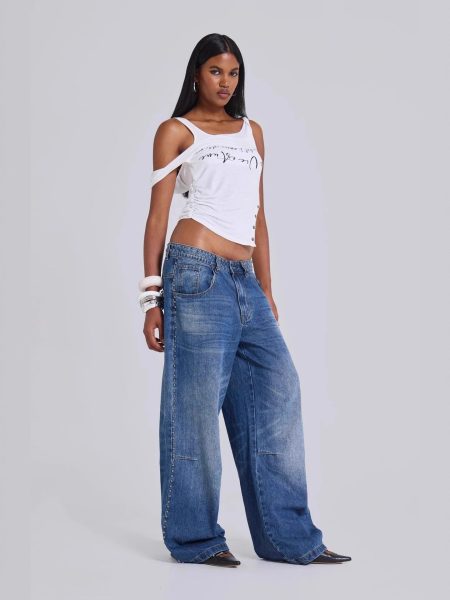 Women's Multi-beaded Loose Cool Jeans Women's