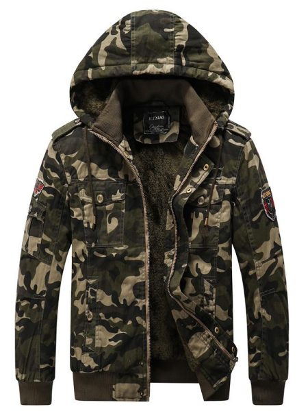 Casual Men's Jacket Camouflage Printed Outerwear