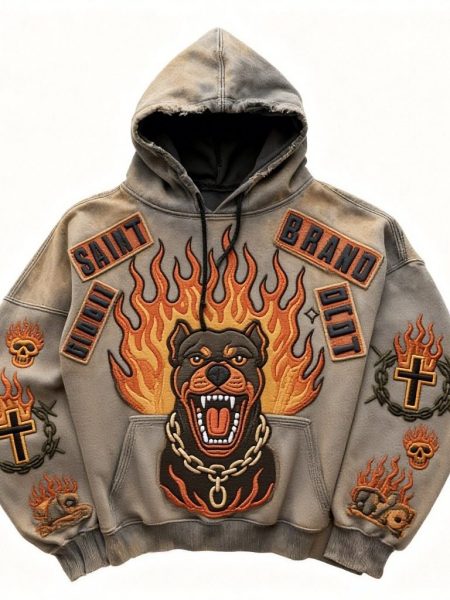 Digital Retro Printed Loose Sweatshirt Hoodie