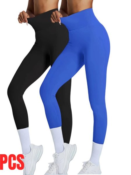 2 Pack Women's High Waisted Seamless Leggings - Butt Lifting & Tummy Control Yoga Pants