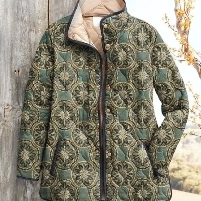 floral print cozy button sweater for ladies