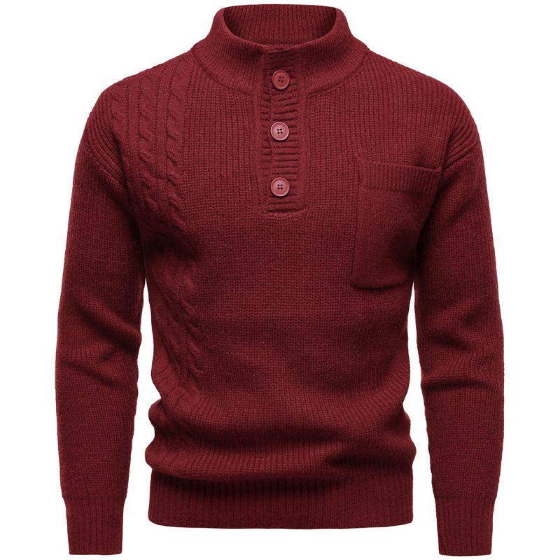 Men's Fashion British Henry Stand Collar Sweater