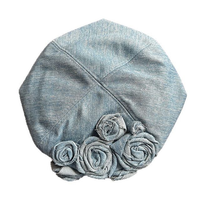 Korean Style Early Autumn New Rose Flower Embroidery High-grade Sense Elegance Retro Small Face Beret